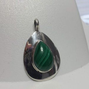 Sterling Silver Malachite Pendant Necklace Navajo